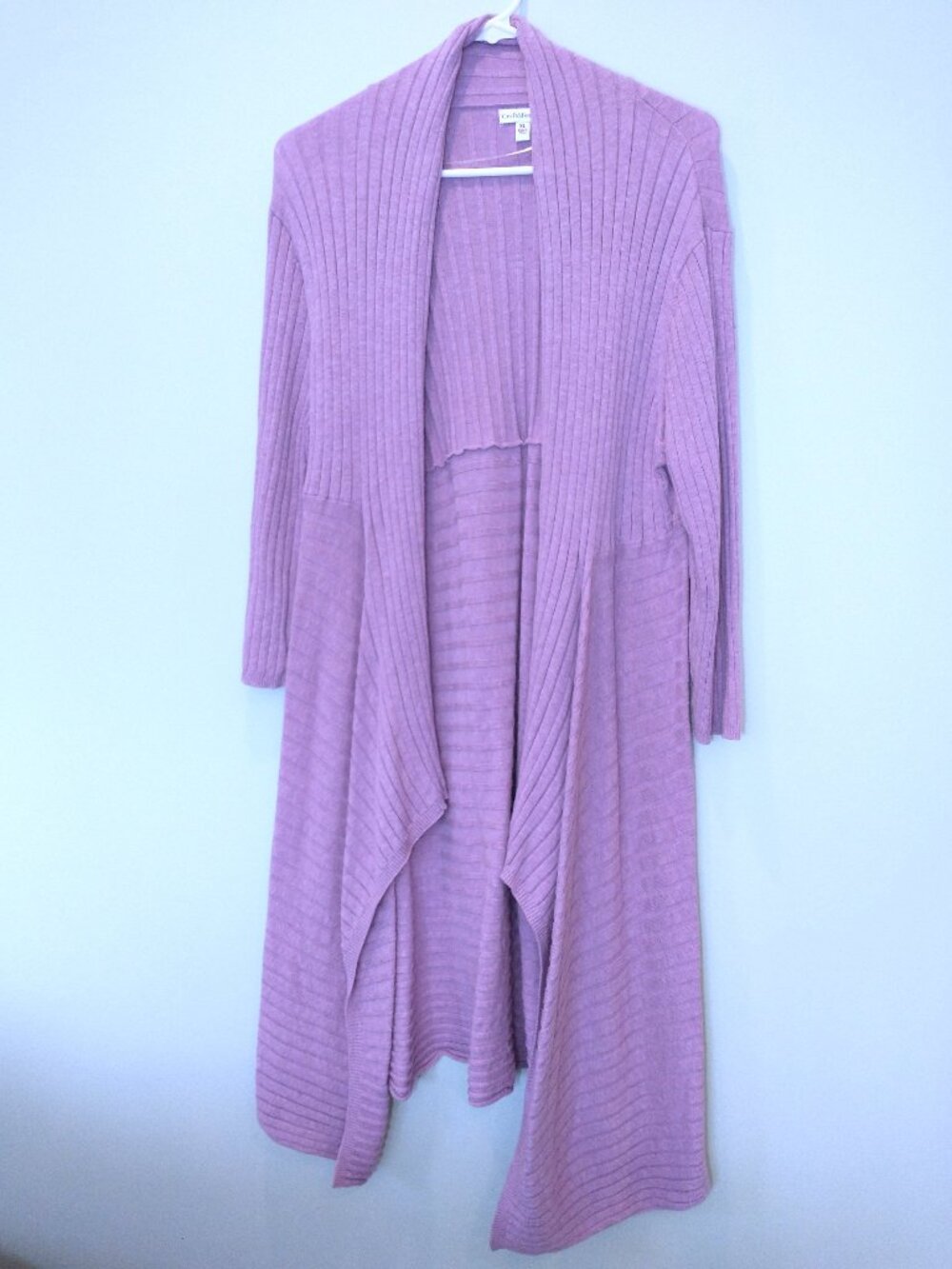 Croft & Barrow Lavender Ribbed Long Cardigan Sweater Size XL